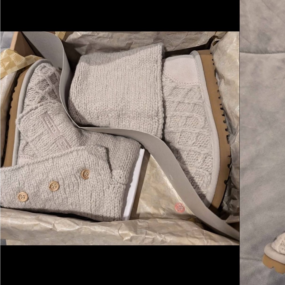 Ugg Women's Shoes Classic Cardy Knit Ugg Boots light tan